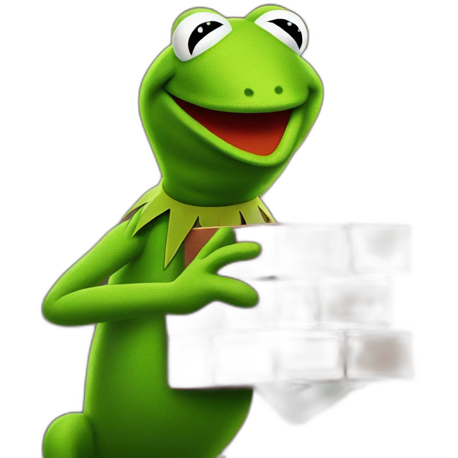 kermit frog holding brick emoji