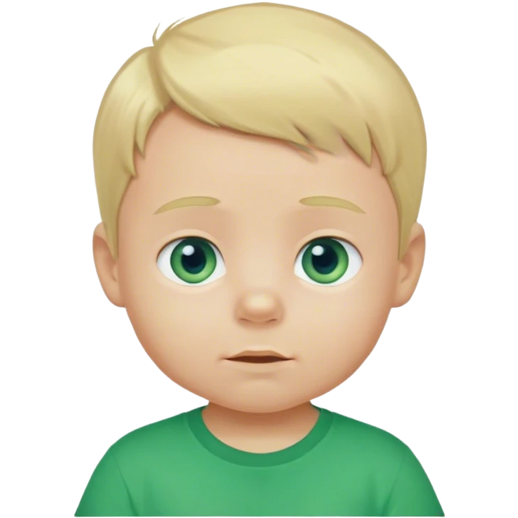 Baby boy blond hair blue eyes in green t shoirt emoji