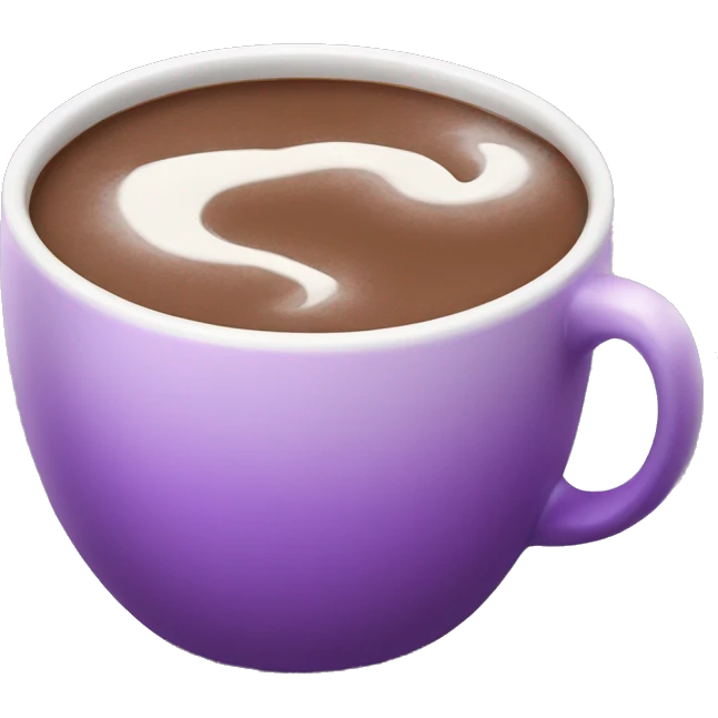 Realistic isolated gradient light purple hot chocolate mug. emoji