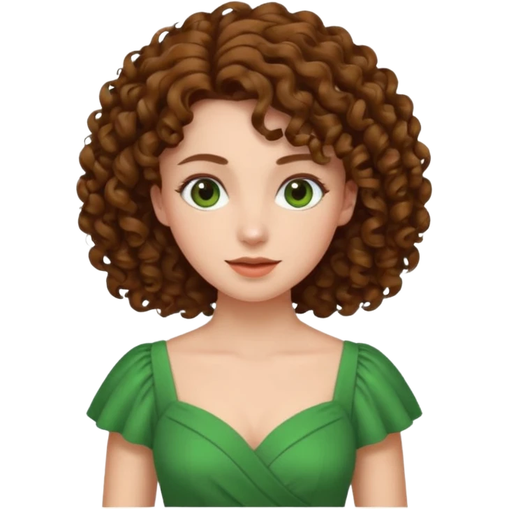 green dress curly hair emoji