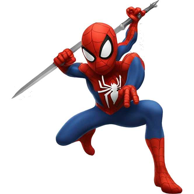 Spider-man with a BIG SWORD in a fighting pose emoji