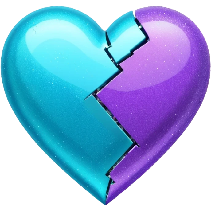 glitter cian and purple broken heart emoji