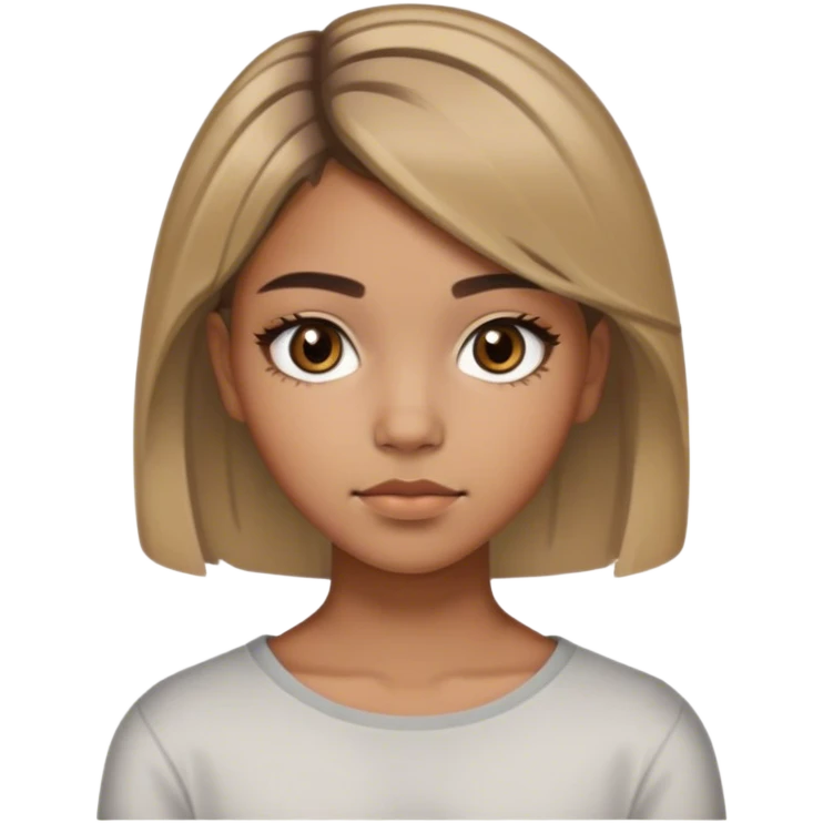 15 year old mexican girl light brown hair with blond highlights light brown eyes, black eye makeup  and short emoji