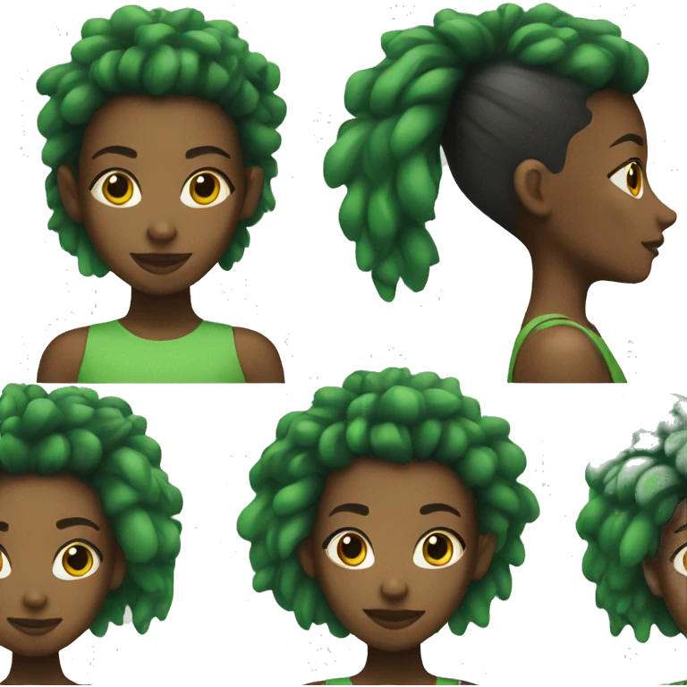 Black girl with a green Mohawk  emoji