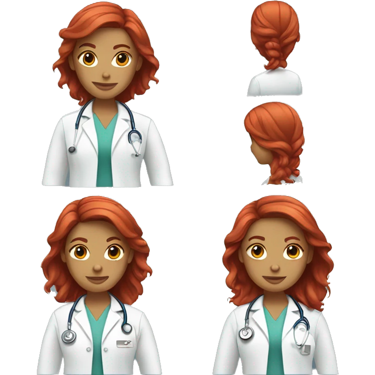female doctor scrubs red hair  emoji