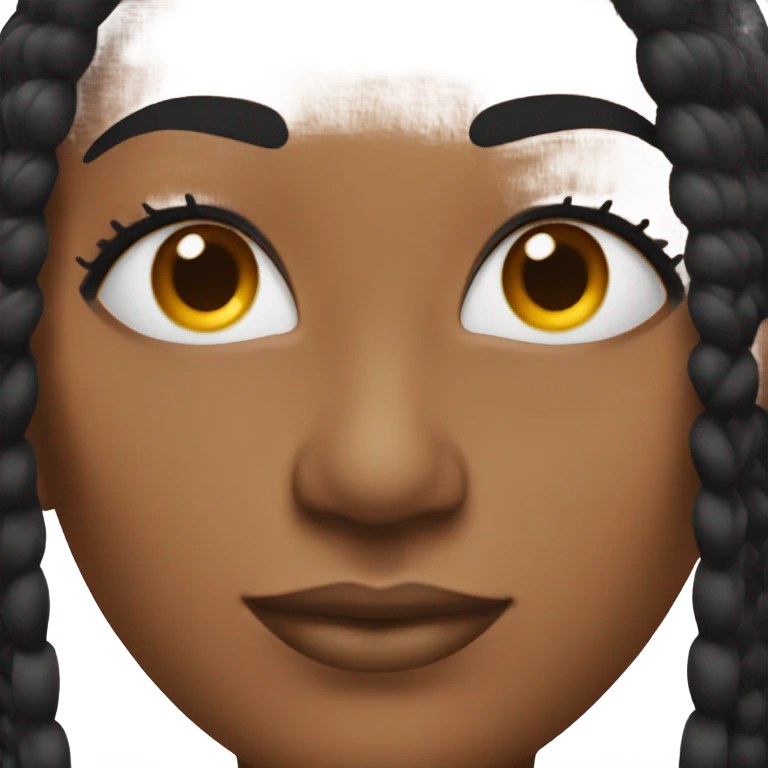 black woman with long black straight braids and lashes emoji