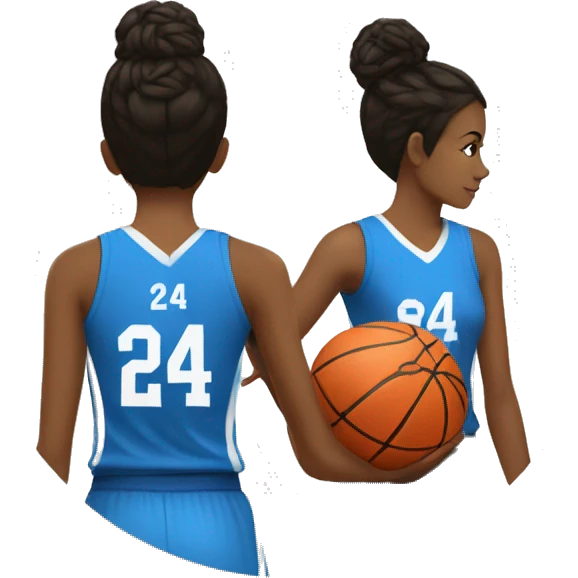 Basketball beautiful female player from the back with number 24 holding a basketball on the side emoji