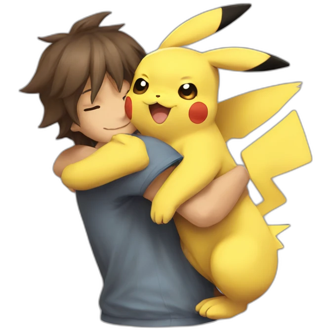 Pikachu hug Eevee emoji