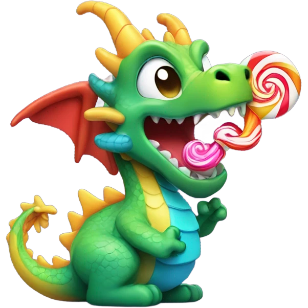 Dragon licking a small lolly pop emoji