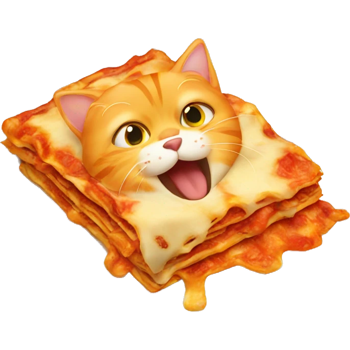 orange cat eating lasagna emoji