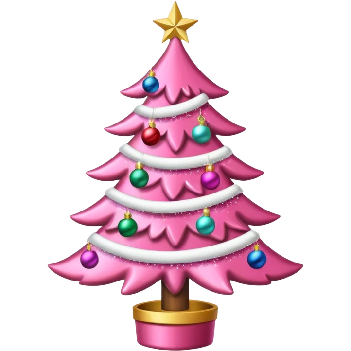 pink christmas tree with pretty ornaments emoji