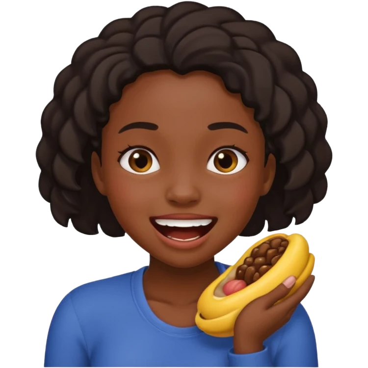 black girl choking herself while smiling emoji