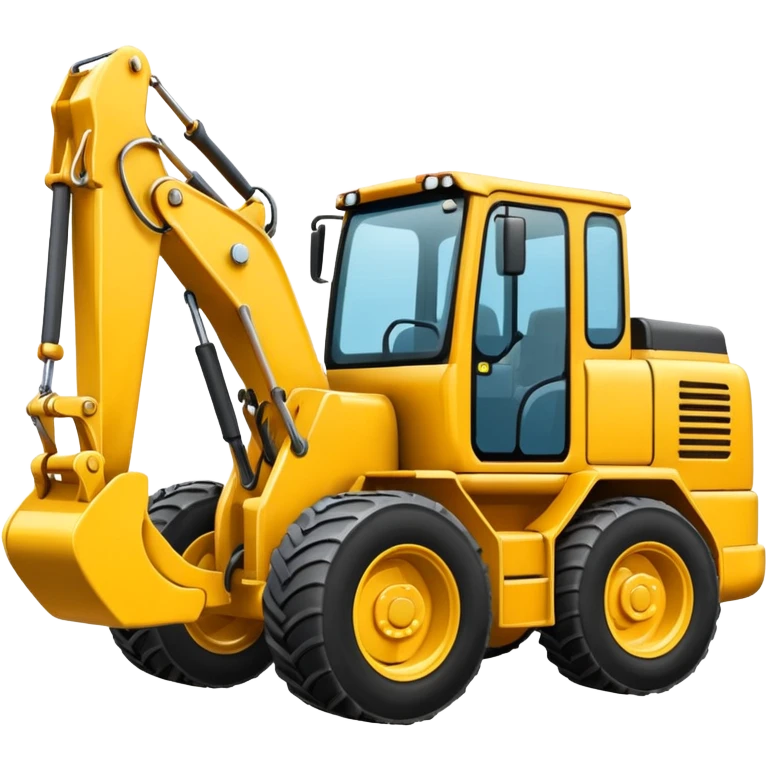a digger construction vehicle, three-quarters view, simple, bold, suitable for an emoji emoji
