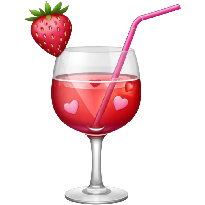 galentines red and pink cocktail with heart straw emoji