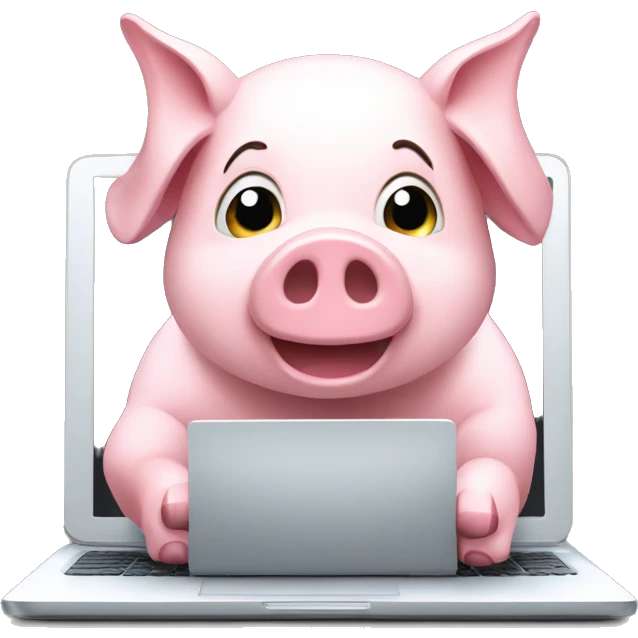 a piggy with laptop emoji