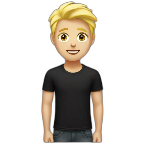 blond guy with black t-shirt waste up emoji