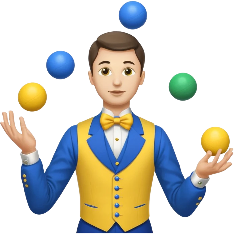 circus juggler zelensky juggling two balls blue and yellow emoji