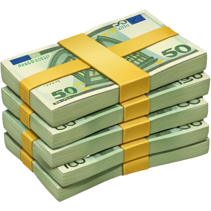 liasse de billet d'euro avec 200 500 aussi emoji