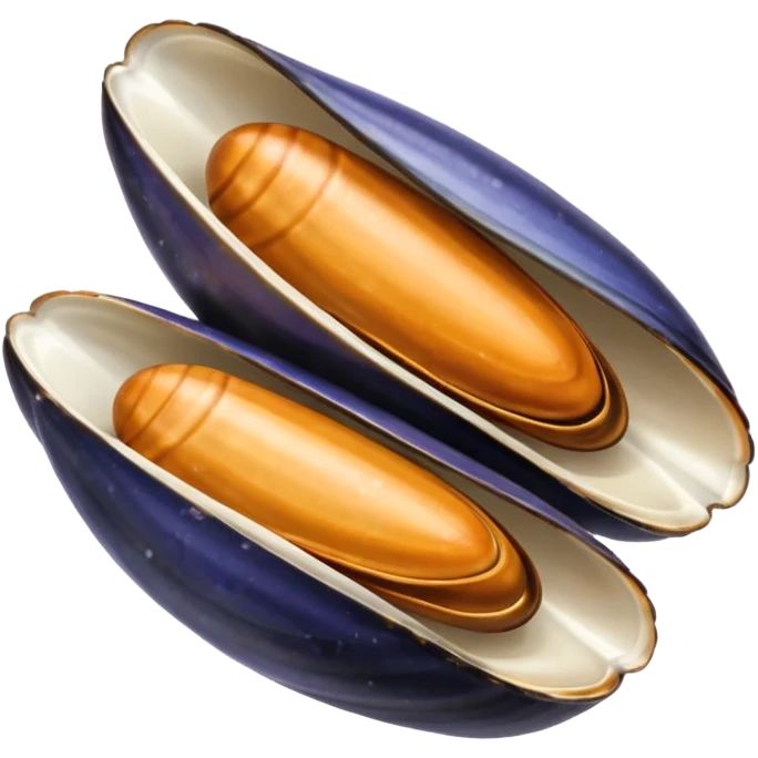 simple cartoon emoji of 3 open mussels emoji