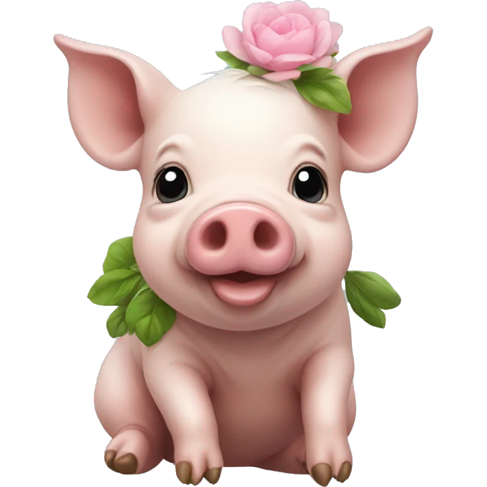 Mini pig with flowers  emoji