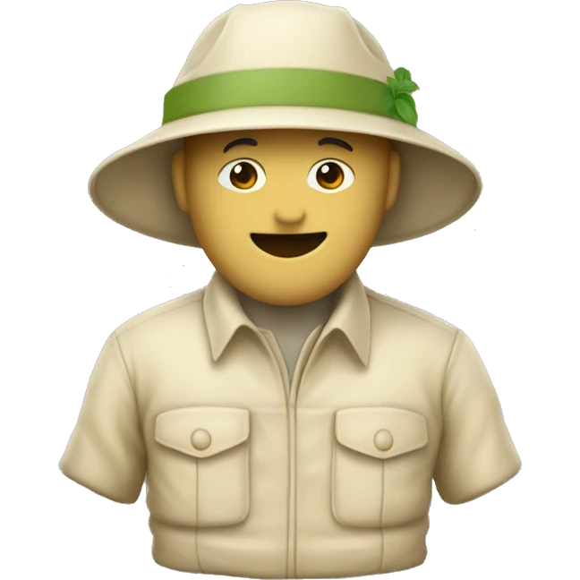 gardener pith helmet beige jacket emoji