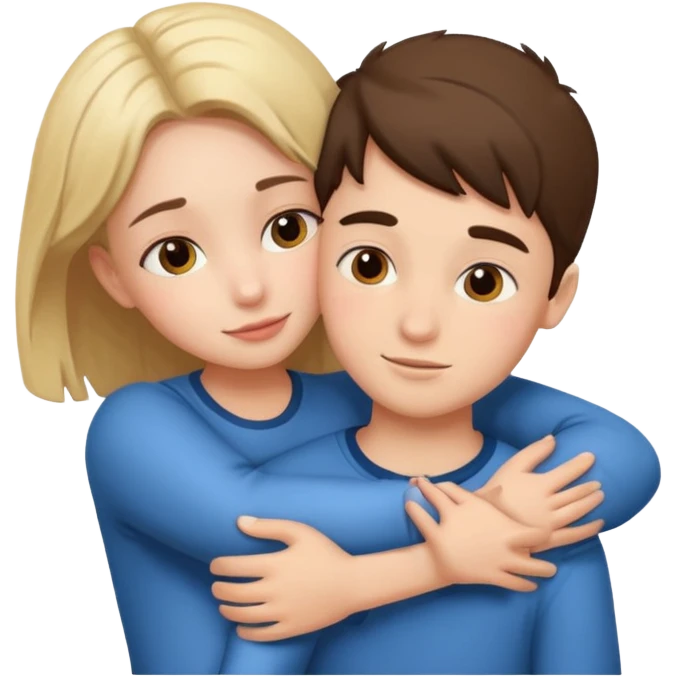 Un garçon et une fille en position calin emoji