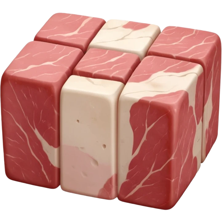 cluster of raw veal cubes, pale pink to light beige, smooth and slightly moist, visible muscle grain, some white marbling or connective tissue, stew-sized pieces, arranged naturally, soft lighting, subtle shadows, no plate or pot, no faces, transparent background, emoji scale emoji