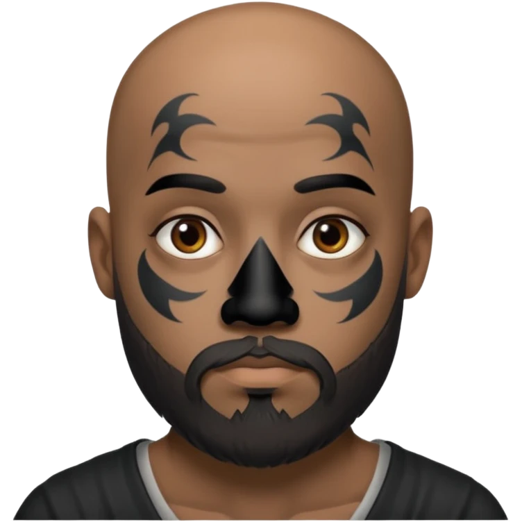 bald bearded man with black face tattoo emoji