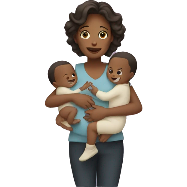 Mom holding two baby boys emoji