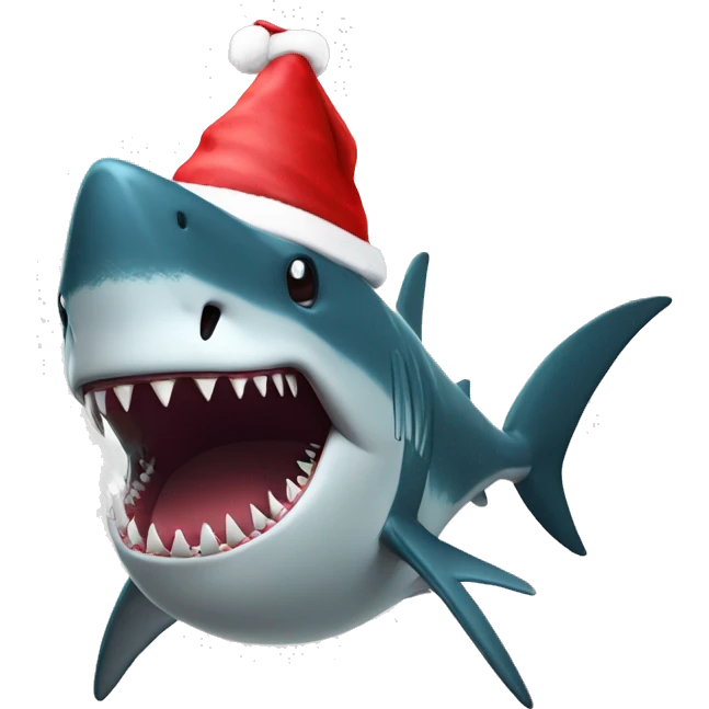 Megalodon with a Christmas hat emoji