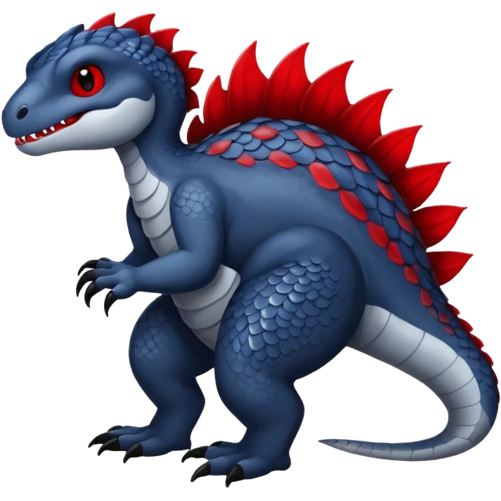 midnight blue-gray-black, with red markings, white belly, scaley scaly Bastet-Noibat-Gatomon-Garchomp-Digimon-Fakémon-Pokémon-creature (full body) emoji