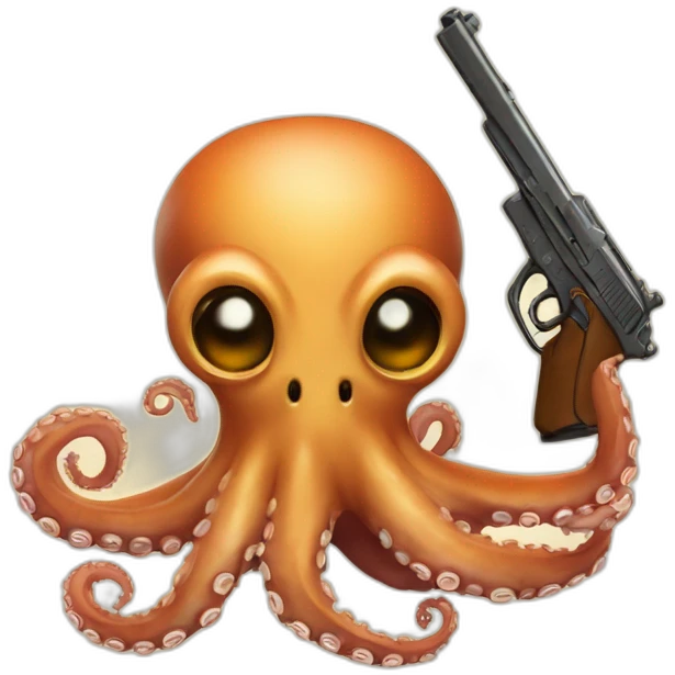 Octopus with a gun and a beer emoji