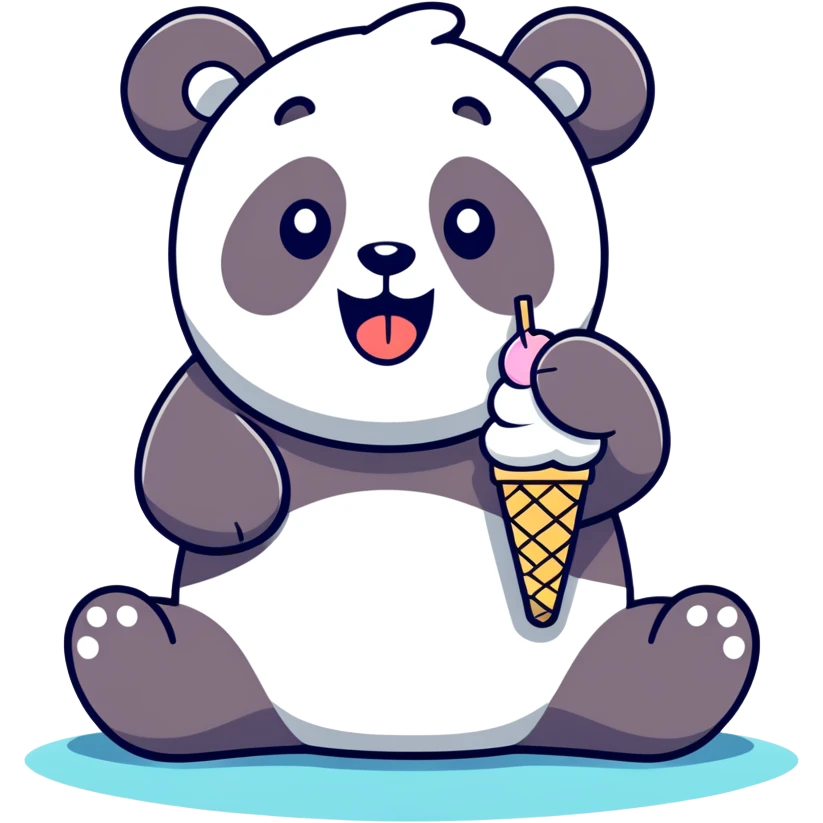 Panda eating ice cream emoji