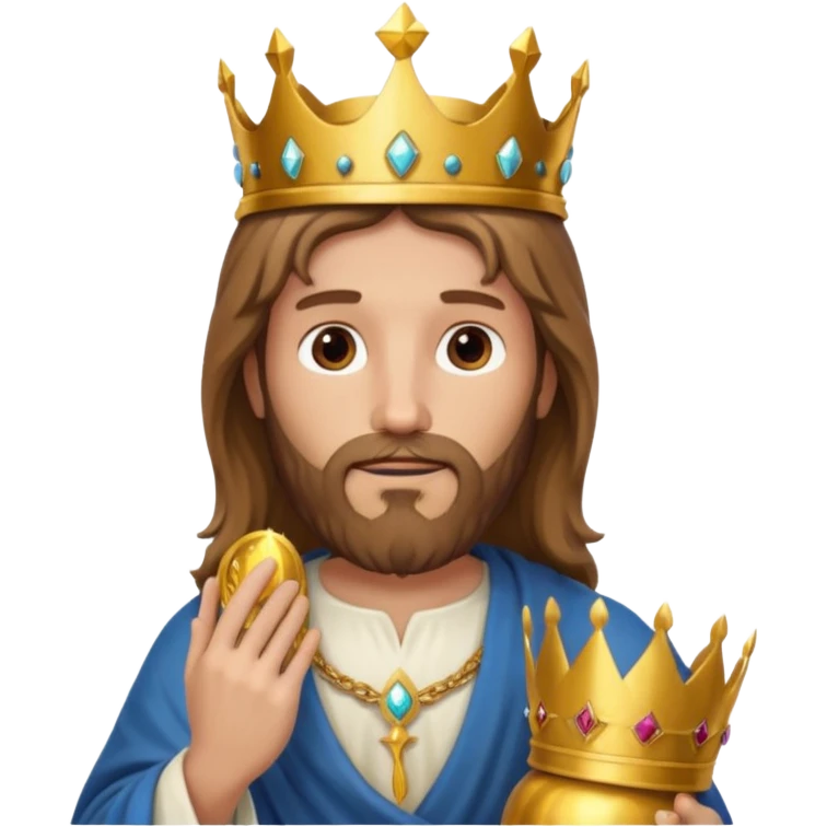 Jesus Christ holding a crown in hand emoji