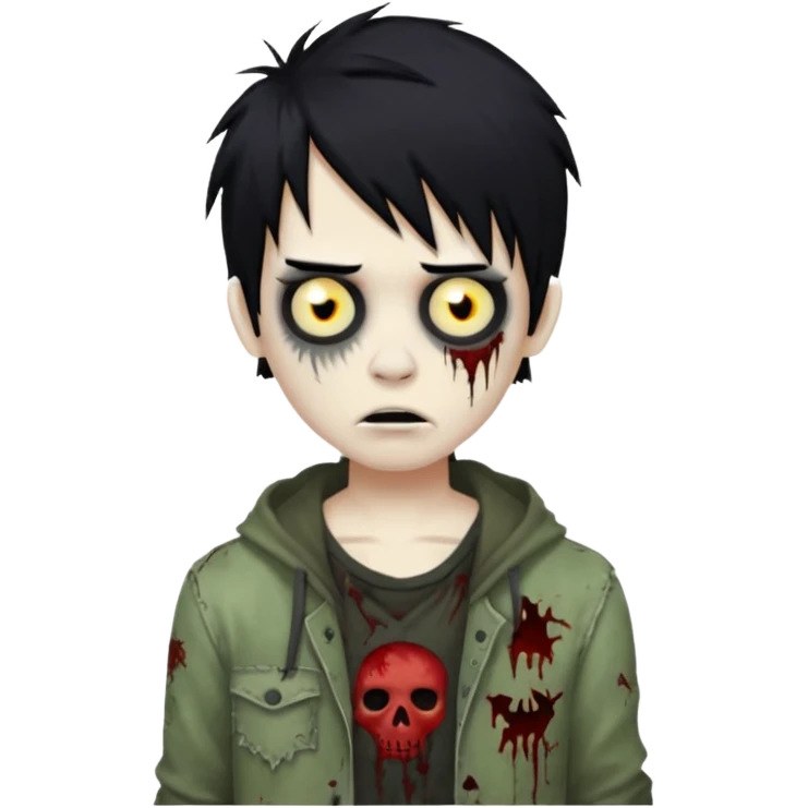 boy zombie with black hair emo emoji