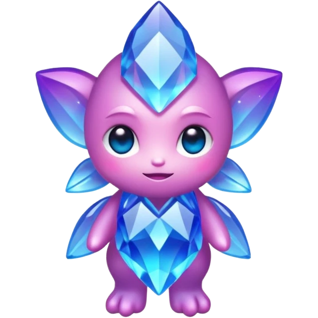 kawaii chibi style crystal sprite creature that is purple, blue, and pink  emoji