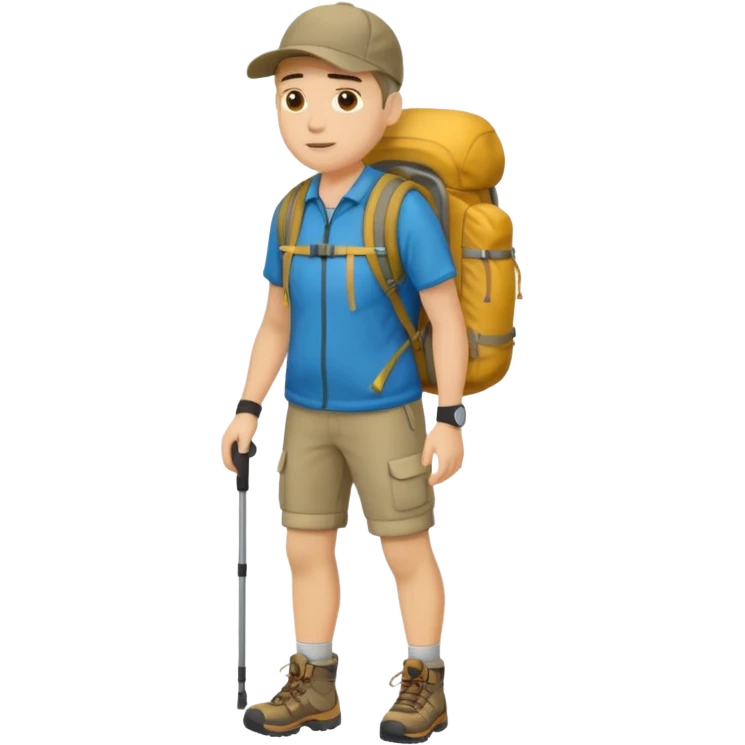 ligth man with backpack and hiking clothes, full body emoji