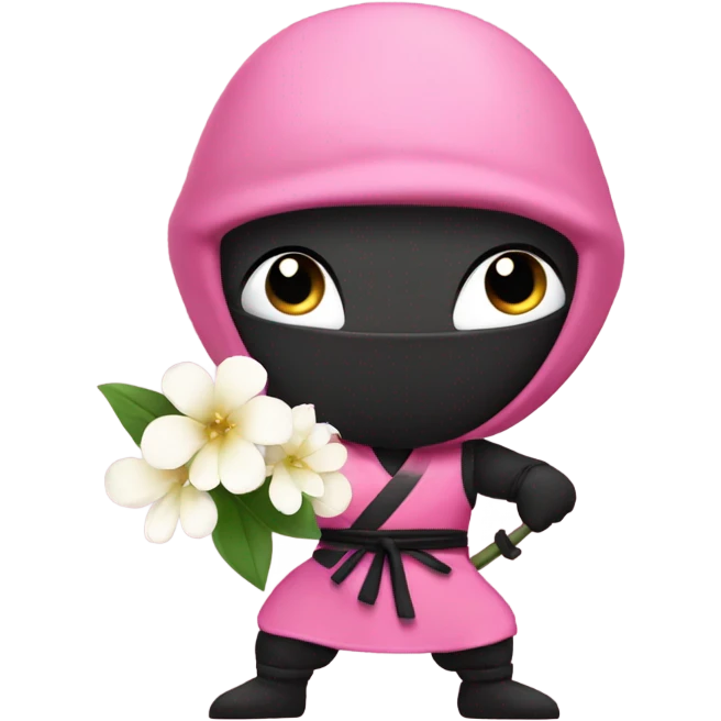 Pink ninja holding a flower emoji