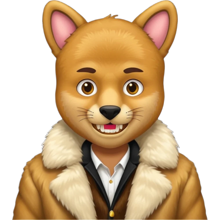 ganster with fur coat and gold teeth emoji
