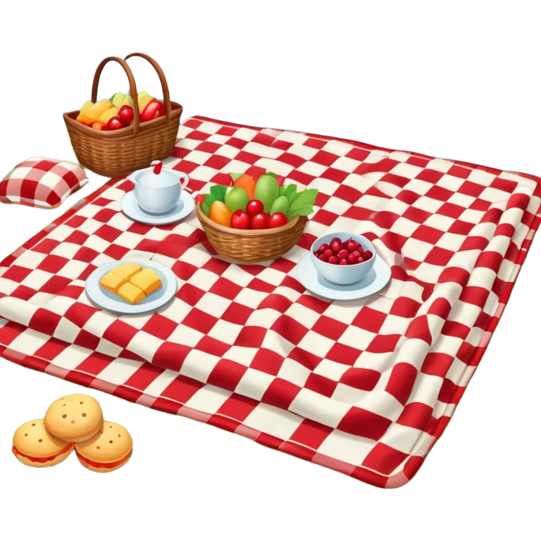 picnic blanket with food by a lake emoji