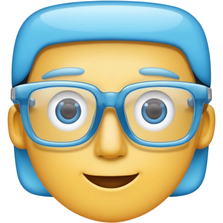 sky-blue square, slightly thick frame, glossy surface,Only glasses. emoji