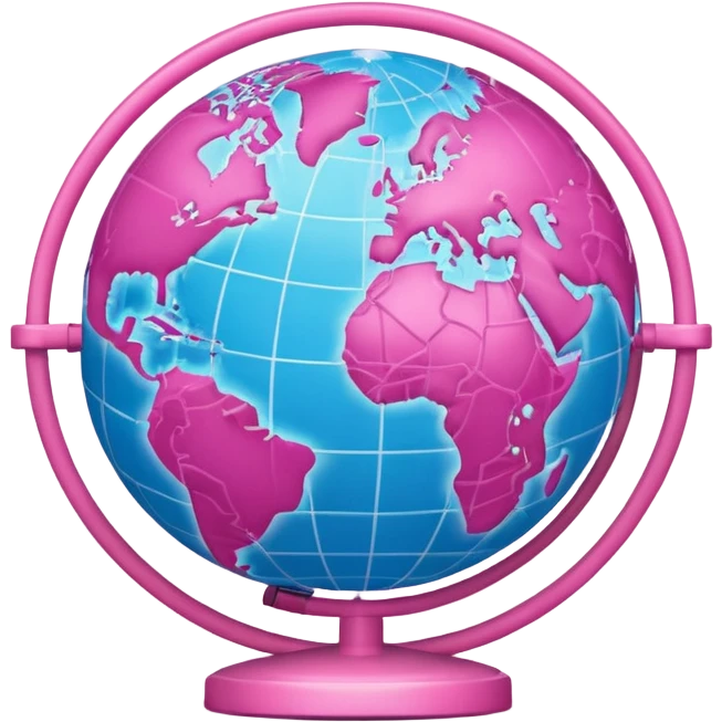 world globe with connected network in pink and light pink colors emoji