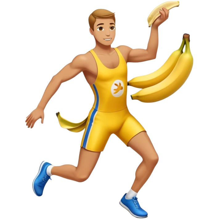 Athlete with prize in hand bleeping on banana peel  emoji