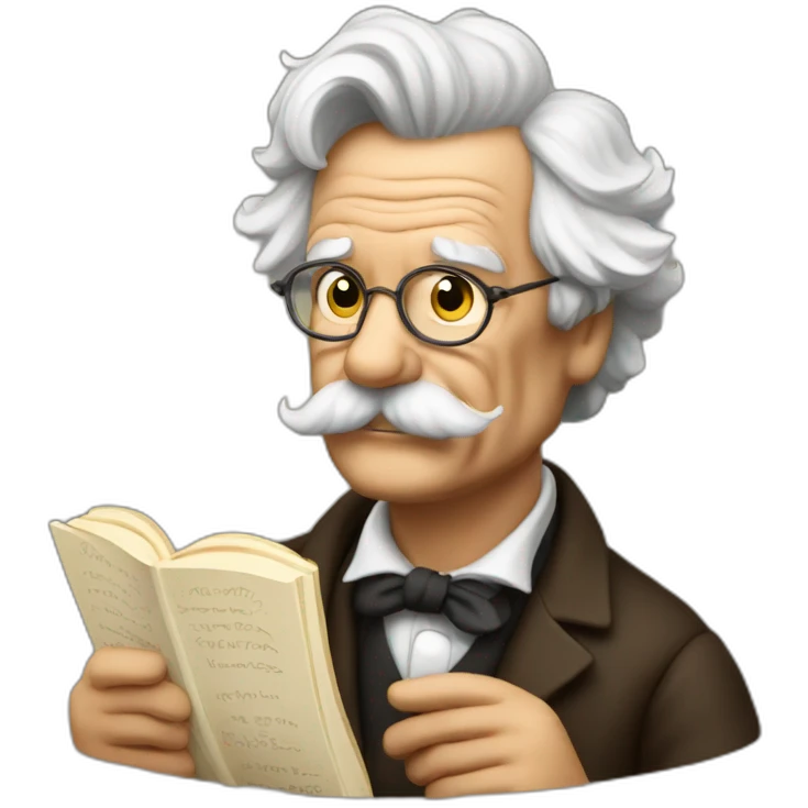 Mark Twain reading a book emoji
