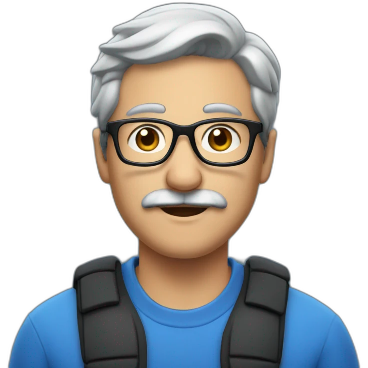 Man with mustache, blue baseball-cap, grey hair, black framed glasses emoji