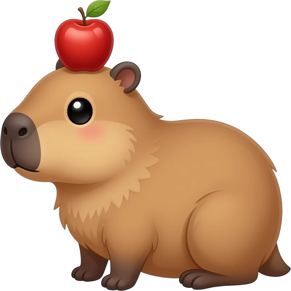 Cute Capybara with Apple on his head emoji