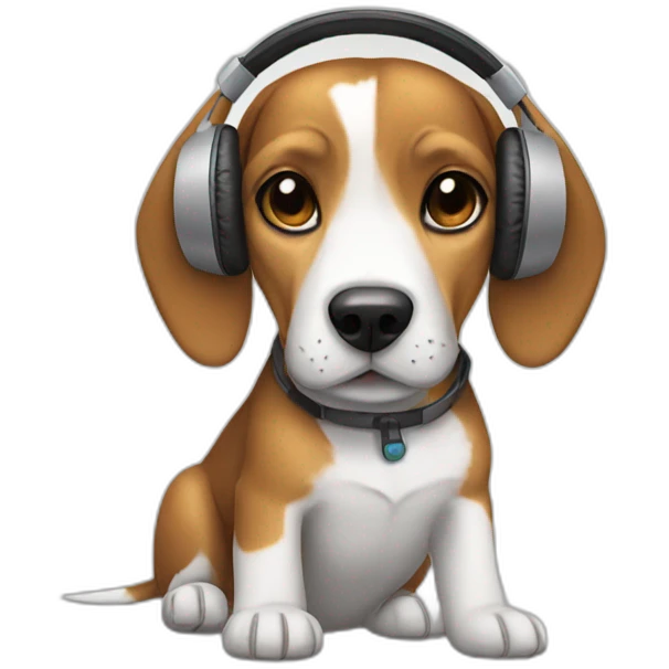 Beagle and girl in headphones emoji