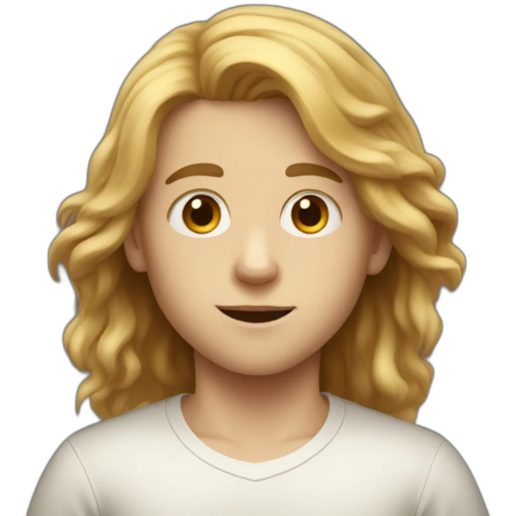 White child boy with long but not so long hair brown emoji