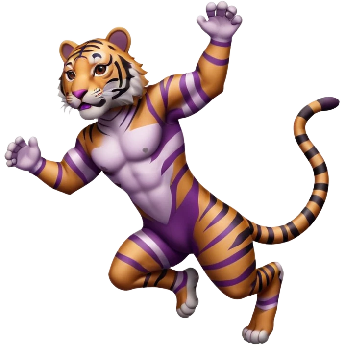 purple with burgundy stripes jumping tiger emoji