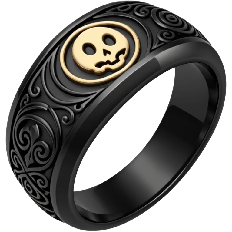 iOS emoji, minimal dark fantasy ring, black metal, flat emoji